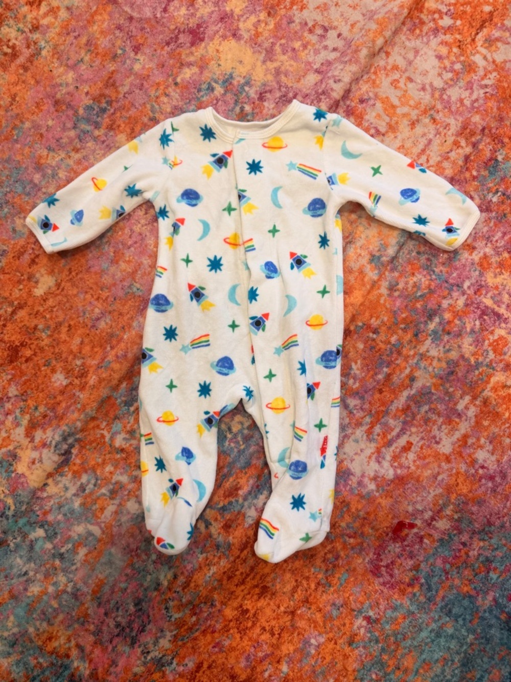 Magnetic Me Space Print Footie Pajamas 0-3 Months Rocket Ship Magnetic Sleeper